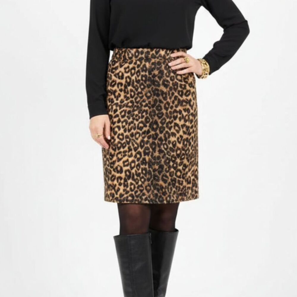 Jones New York Leopard Print‎ Knee Length Skirt 14